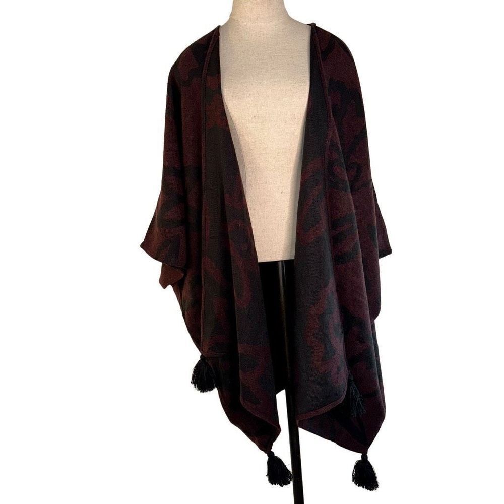 Cleobella Womens Maroon & Black Floral Oversized Kimono Cardigan One Size